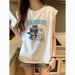 White Sports Vest For Women With Cartoon Print, Loose Design, Niche Sweet Cool Mid-Length Sleeveless T-Shirt Top Chic_desvips.com