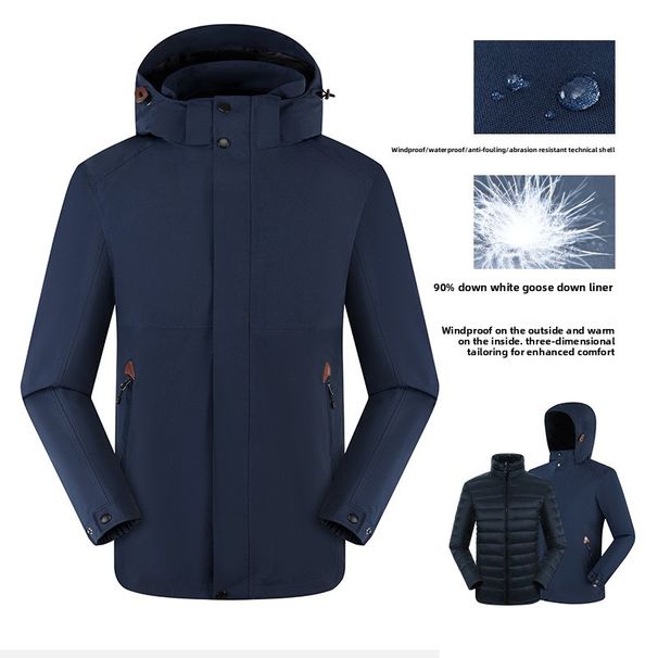 New National Standard GB/T 32614-2023 Men's And Women's YKK Zipper Goose Down Liner Detachable Two-Piece Jacket_desvips.com