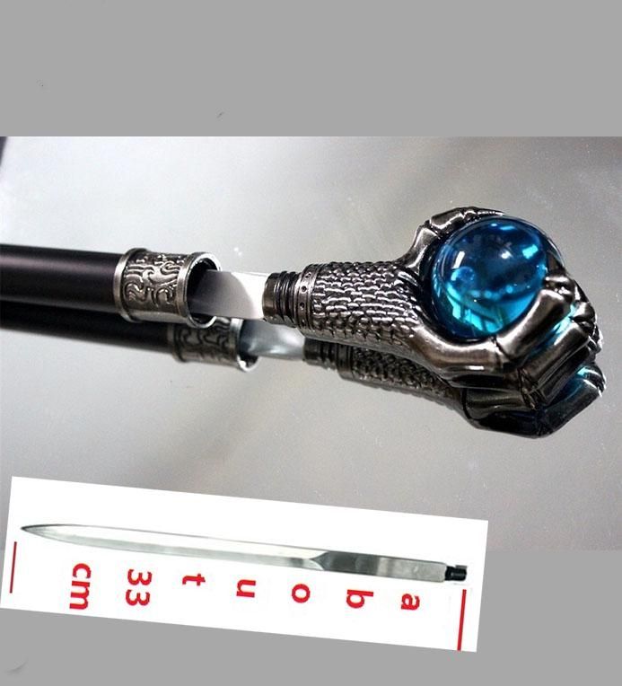 Dragon Claw With Lake Blue Ball Walking Stick Man Women Elegant Sticks Vintage Cosplay Walking Cane With 33cm Sword_desvips.com