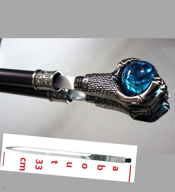 Dragon Claw With Lake Blue Ball Walking Stick Man Women Elegant Sticks Vintage Cosplay Walking Cane With 33cm Sword_desvips.com