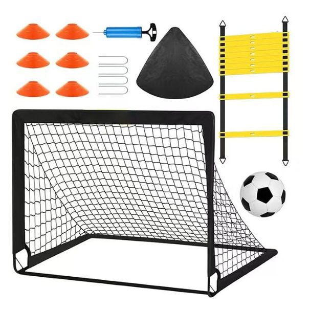 Kids Soccer Training Set - Portable Foldable Goal With Football Net For Indoor & Outdoor Play (Includes Ball & Pump)_desvips.com
