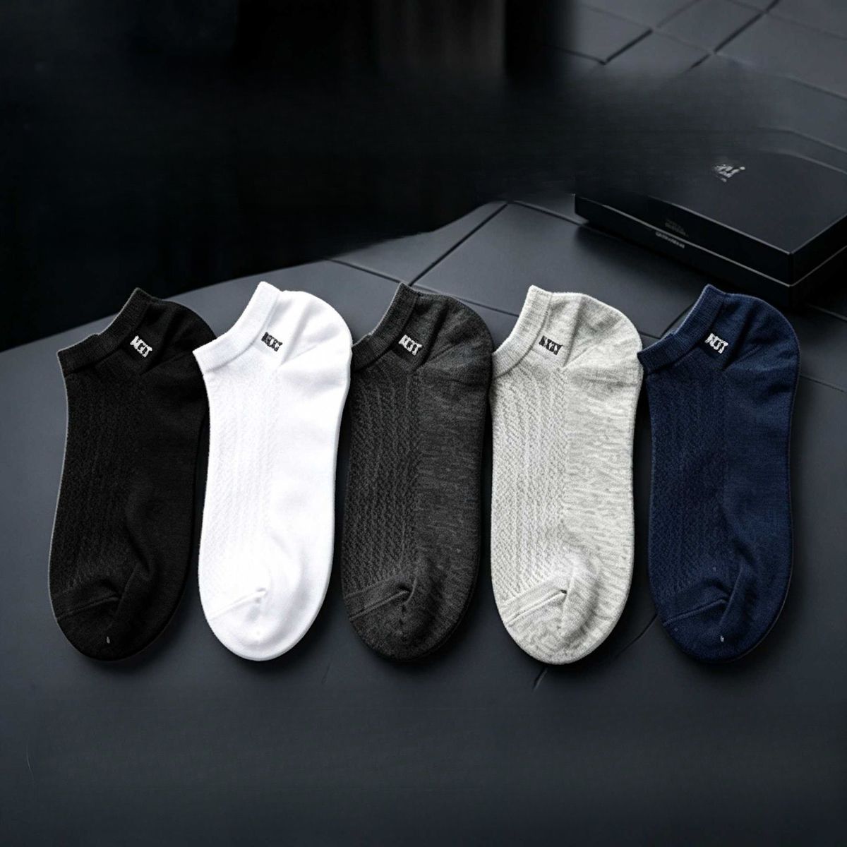 Mugwort Antibacterial And Odor-Resistant Men's Boat Socks, Summer Thin Breathable Quick-Dry Mesh Commuting Versatile_desvips.com
