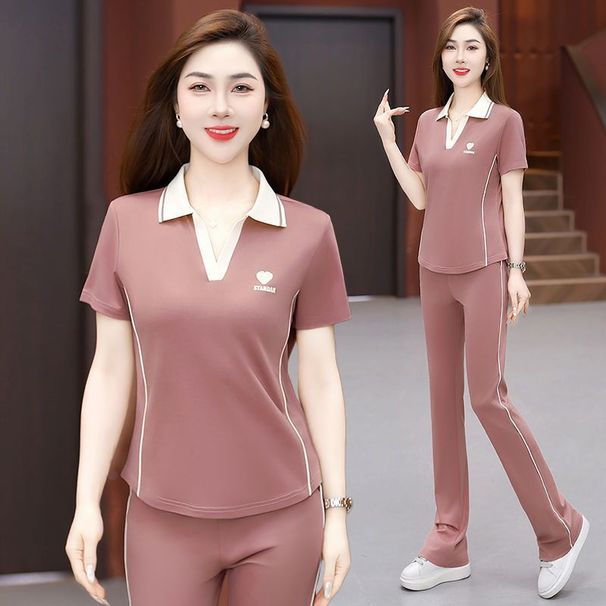 Women's Ice Silk Casual Sports Suit, Summer 2025 New Fashionable And Stylish, Age-Reducing, Slimming, Two-Piece Running_desvips.com