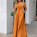 Women's Clothing Fashion 2023 Summer Slant Collar Single Side Lace Irregular Off Shoulder High Waist Pocket Wide Leg Pants Casual Jumpsuit_desvips.com