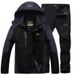 Outdoor Sports Men's Fleece Lined Thick Warm Loose Two Piece Ski Set For Autumn And Winter_desvips.com
