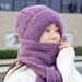 Scarf Integrated Squirrel Fleece Wind Snow Plus Velvet Wool Ear Protection Knitted Korean Style Women Autumn Winter Hat_desvips.com