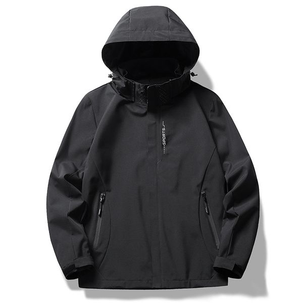 6266 Single Layer Hooded Solid Color Waterproof Women's Thin Windproof Jacket Men's Three-Proof Hiking Coat_desvips.com
