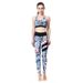 PeakGo Cross-Border Hot-Selling Printed Pants Women's Set Sports Backless Bra European And American Style Quick-Dry Fitness_desvips.com