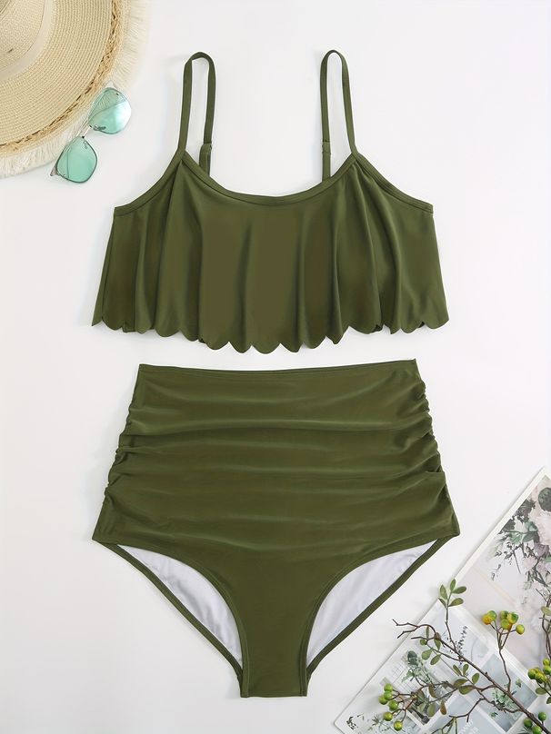 Plus Size High Waist Swim Shorts - Women's Solid Color Swim Bottoms (Anti-Chafing UPF 50+ Quick Dry Beach & Pool)_desvips.com