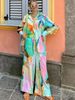 Women's Clothing casual fashion printed shirt collar loose long-sleeved two-piece suit_desvips.com