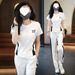 Casual Spors Sui For Women, 2026 New Summer Syle, Fashionable And Youhful, Shor-sleeved Sraigh Pans Wo-piece_desvips.com