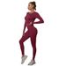Seamless Peach Tight Hip Lift Yoga Sports Running Fiess Suit Two Piece Set For Women_desvips.com