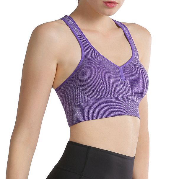 Summer Fitness Yoga Running Moisture-wicking Breathable Back Support Shockproof Gathered Sports Bra_desvips.com