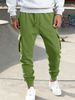 Mens Casual Spring Autumn Sweatpants Drawstring Solid Color Workout Long Pants Fashion Gym Trousers With Pockets_desvips.com