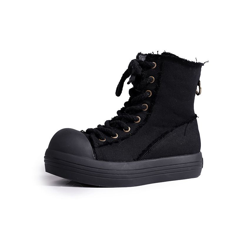 Stylish Comfortable Spring Autumn Loafers Women Man Chunky Heel Round Toe Lace Up Vintage Designer Casual Gothic Shoes_desvips.com