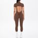 New Cross-Border European And American Style Tight-Fitting Backless Hollow Short-Sleeve Long-Pants Jumpsuit For Sports_desvips.com