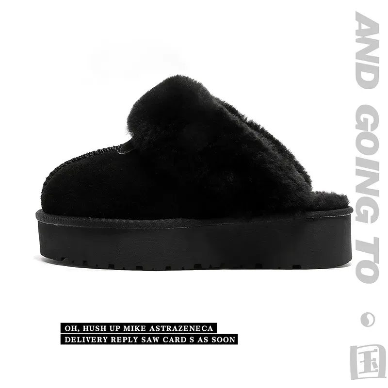 EBV Designer Shoes Free Shipping High Quality Fur On Leather Thick Soled Flat Bottomed New Snow Boots Warm And Non Slip_desvips.com
