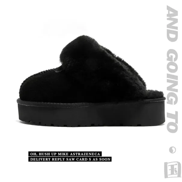 EBV Designer Shoes Free Shipping High Quality Fur On Leather Thick Soled Flat Bottomed New Snow Boots Warm And Non Slip_desvips.com