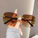 New Fashion European And American Style UV Protection Rimless Edge-Cut Internet Celebrity Trendy Sunglasses For Women_desvips.com