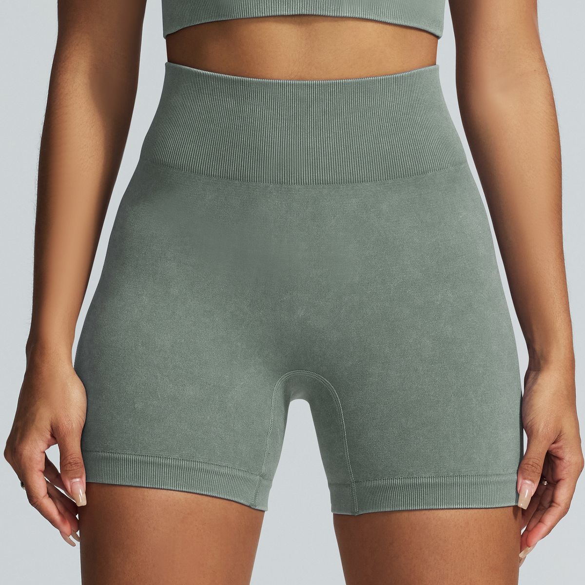 Women's High-Waisted Seamless Fitness Suit Sand Washed Sportswear Yoga Outerwear European American Style_desvips.com