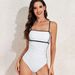 2025 Conservative Tummy Control Slimming Women's Adjustable Strap Swimsuit Fashion Striped Color Block Swimwear_desvips.com