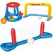 Inflatable Water Sports Set - 3-in-1 Volleyball Net, Handball Goal & Basketball Hoop With Beach Ball - Family Pool Beach Toy - Durable PVC_desvips.com