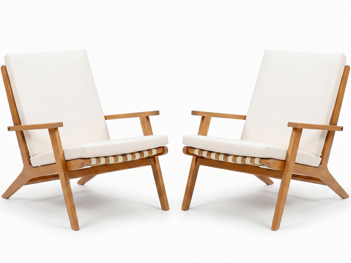 Devoko Adirondack Chairs Set Of 2, PE Leather Outdoor Chairs With Cushions_desvips.com