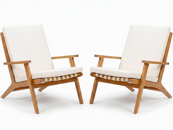 Devoko Adirondack Chairs Set Of 2, PE Leather Outdoor Chairs With Cushions_desvips.com