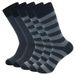 5 Pairs Large Fashion Business High Quality Stripe Black Gray Pure Men Cotton Sports Socks Size EU41-48_desvips.com
