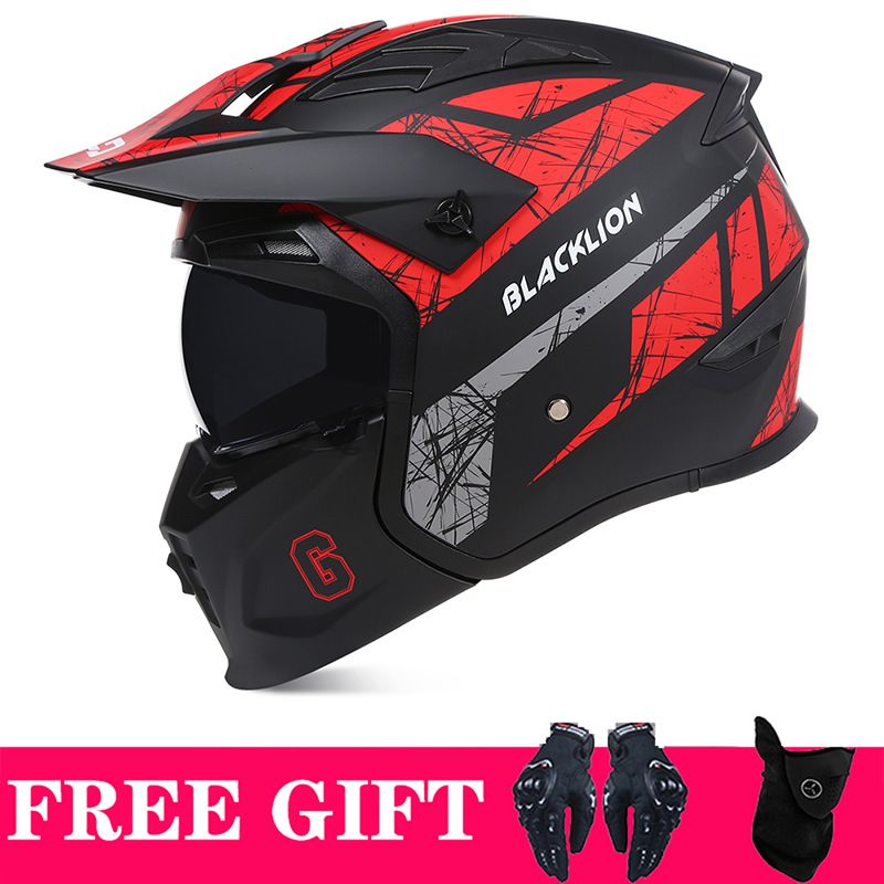 Motorcycle helmet Full helmet adult detachable combination helmet four seasons general purpose riding Half helmet_desvips.com