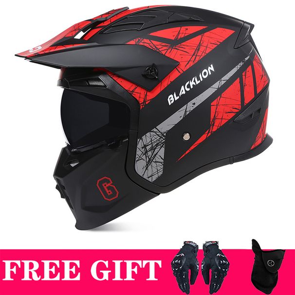 Motorcycle helmet Full helmet adult detachable combination helmet four seasons general purpose riding Half helmet_desvips.com