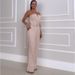 Women's Summer New Fashion Tube Top Waist Solid Color Wide Leg Jumpsuit Women's Clothing_desvips.com