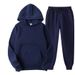 Solid Color Ribbed Hem Unisex Casual Plain Sweatshirt Sweatpants Set_desvips.com