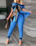 Women's Clothing fashion casual slit slant collar printed suit_desvips.com