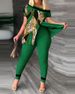 Women's Clothing fashion casual slit slant collar printed suit_desvips.com