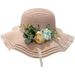 Straw Sweet Wide Brim Beach Summer Fashion Flower Sun Hat For Women_desvips.com