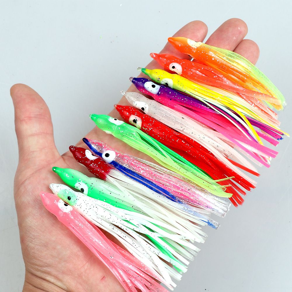 20pcs/bag Soft Octopus Lure Hoochies Squid Skirt Trolling Lure Soft Plastic Fishing Lures Trolling Skirts For Sea Bass Salmon_desvips.com