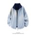 Cleanfit Color-blocked Lapel Jacket For Men And Women, Autumn American Retro Style, Hoodless Baseball Jacket, Casual_desvips.com