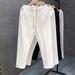 New Cross-border Simple And Stylish White Pants For Men, Trendy Slim Straight Casual Pants, New Autumn Men's Trousers_desvips.com