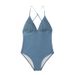 solid color one-piece swimsuit sexy bikini deep V suspender swimsuit for women_desvips.com