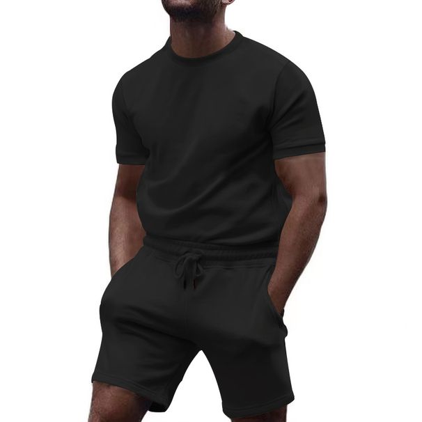 European Style Short Sleeve T-Shirt And Shorts Casual For Men Trendy Brand Summer Loose 2023 New Men's Sports Two-Piece_desvips.com