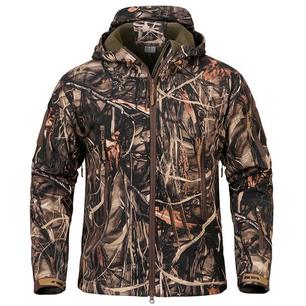 Men's Silent Soft Shell Camouflage Tactical Jacket Waterproof Warm Fleece Hunting Jackets Outdoor Hiking Fishing Hooded_desvips.com
