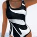 2026 New Striped Color Block Sexy Tight Bikini One-Piece Swimsuit_desvips.com