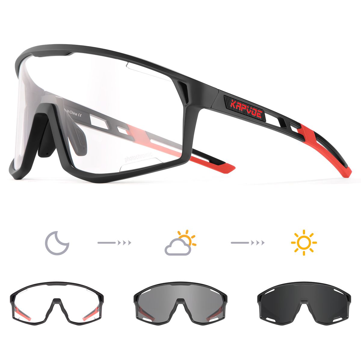 New KAPVOE Color Changing Cycling Glasses Mountaineering Running Sports Hiking Windproof Road Sunglasses For M And_desvips.com