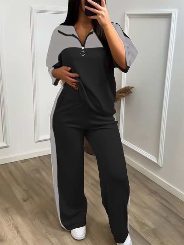 2025 Foreign Trade Spring/Summer Hot-Selling Women's Casual Outfits, Elegant Slimming Sportswear Two-Piece Set_desvips.com