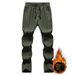 001 Outdoor Autumn Winter Couple's Waterproof Sports Pants Men Women Hiking Fleece Lined Stretch Casual Trousers_desvips.com