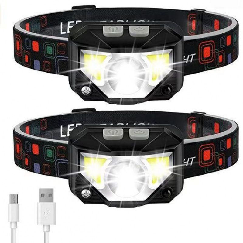 Mini USB Charging COB Red Light Headlight LED Night Running Outdoor Night Fishing Waterproof Head Strong Light Sensor Headlight_desvips.com