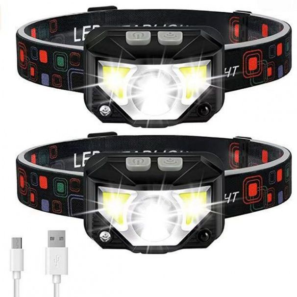Mini USB Charging COB Red Light Headlight LED Night Running Outdoor Night Fishing Waterproof Head Strong Light Sensor Headlight_desvips.com