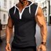 001 Cross-Border In-Stock Men's Muscle Sleeveless Hooded Polo Shirt_desvips.com