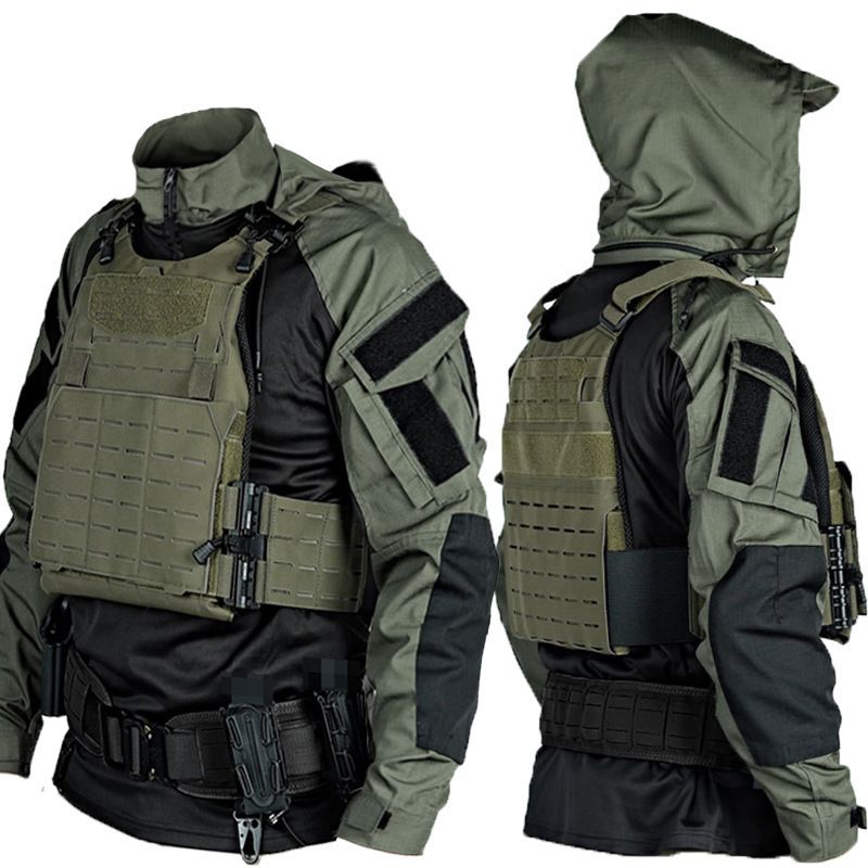 Y Black Gray Industrial Assault SP2 Version Tactical Top Combat Clothing Spring Autumn Shirt Frog Suit Pants Set T-Shirt_desvips.com